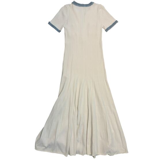 SANDRO ALECIA KNIT AND DENIM MIDI DRESS RIBBED NWOT- SIZE EU- 42/US-MEDIUM - Picture 9 of 14